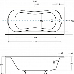 Besco Акриловая ванна Aria Plus 130x70 – фотография-5